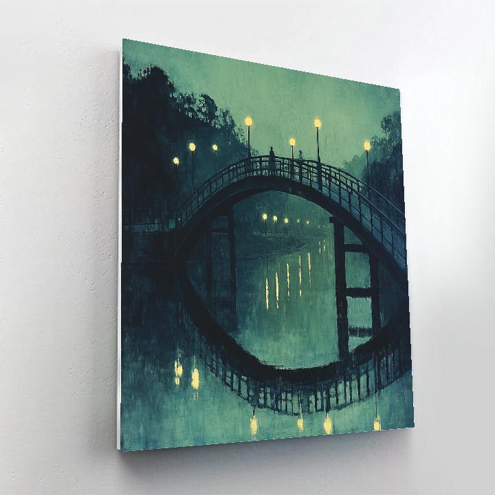 Whistler Inspired Nocturne Bridge And Lamps paint by color