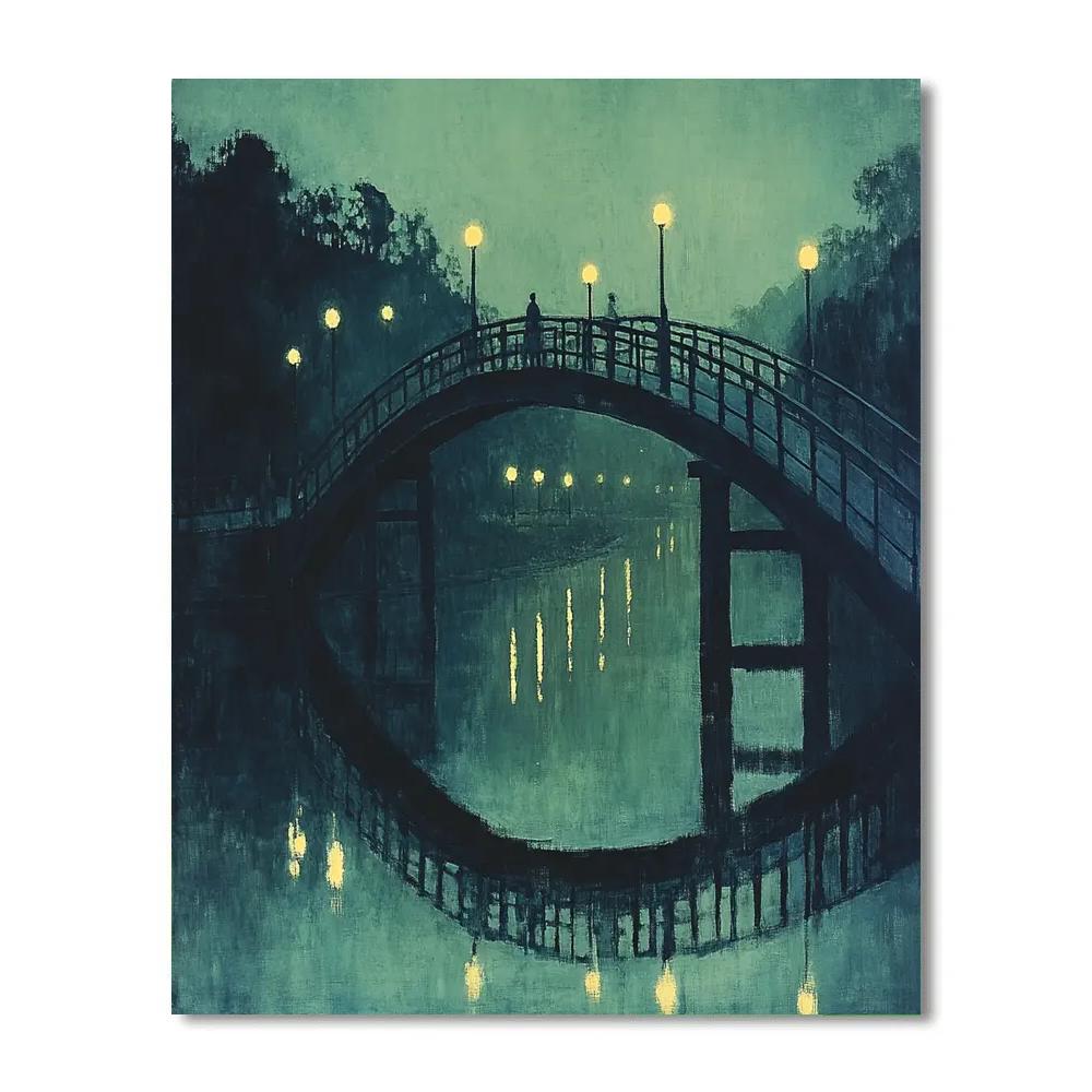 Whistler Inspired Nocturne Bridge And Lamps paint by color