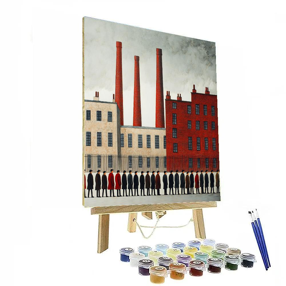 Lowry Inspired Queue At Factory Gate Numbered painting kits