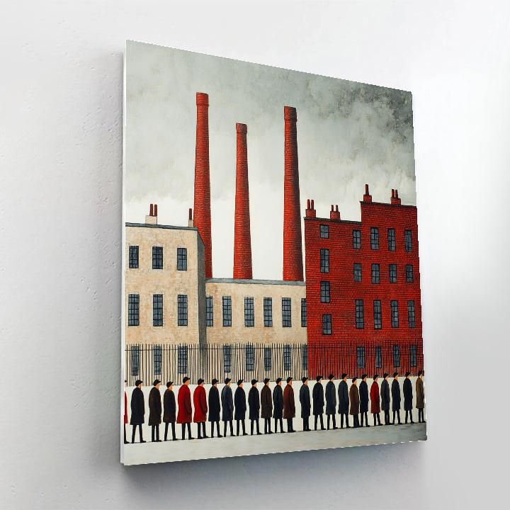 Lowry Inspired Queue At Factory Gate Numbered painting kits