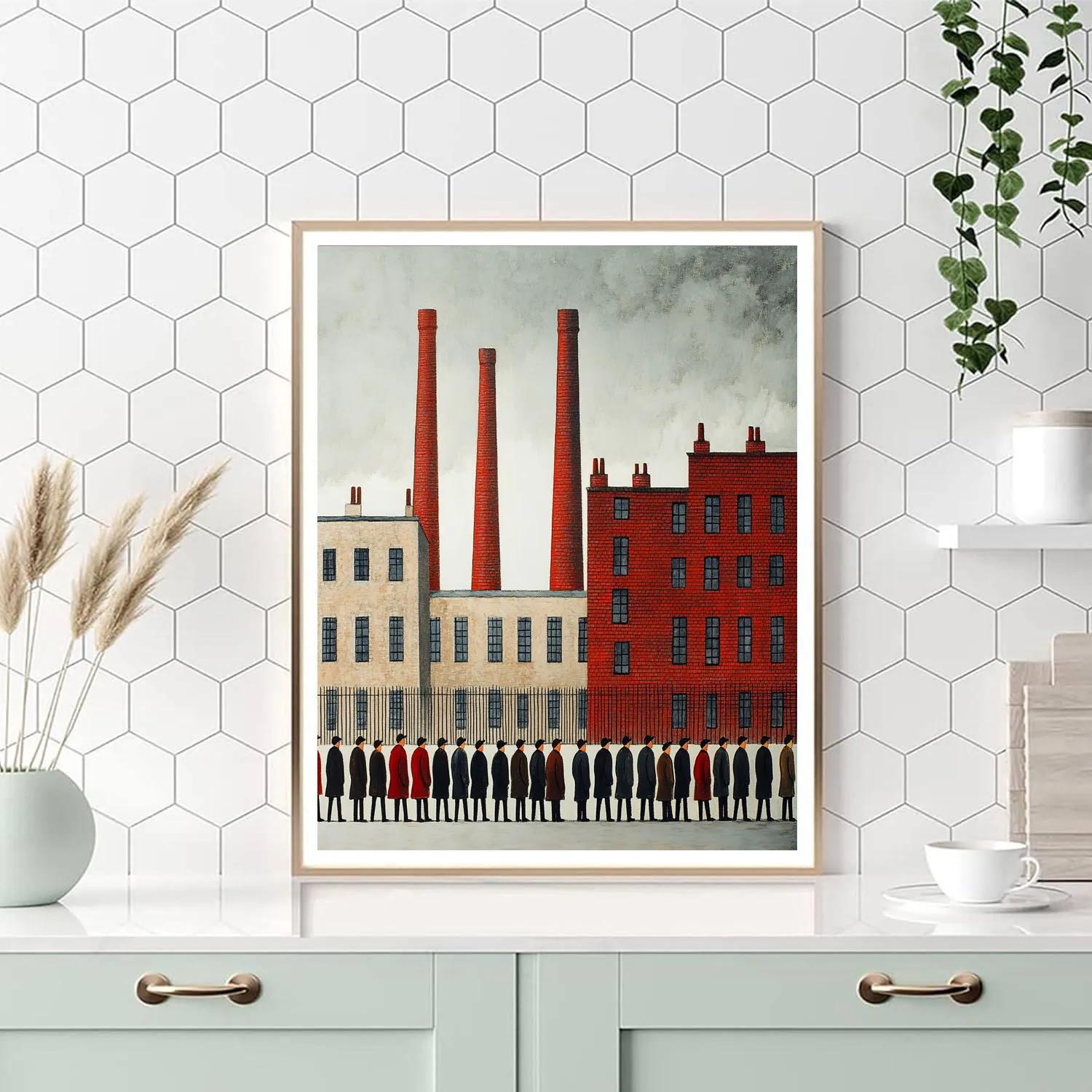 Lowry Inspired Queue At Factory Gate Numbered painting kits