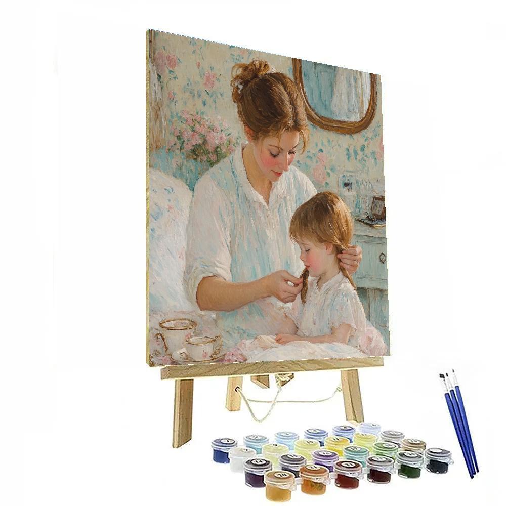 Mary Cassatt Inspired Mother Braiding Childs Hair paint by number