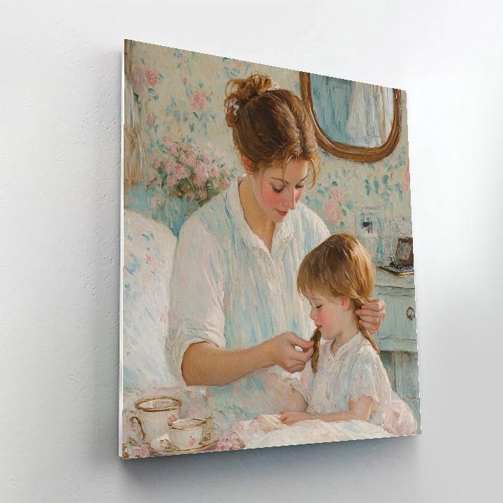 Mary Cassatt Inspired Mother Braiding Childs Hair paint by number