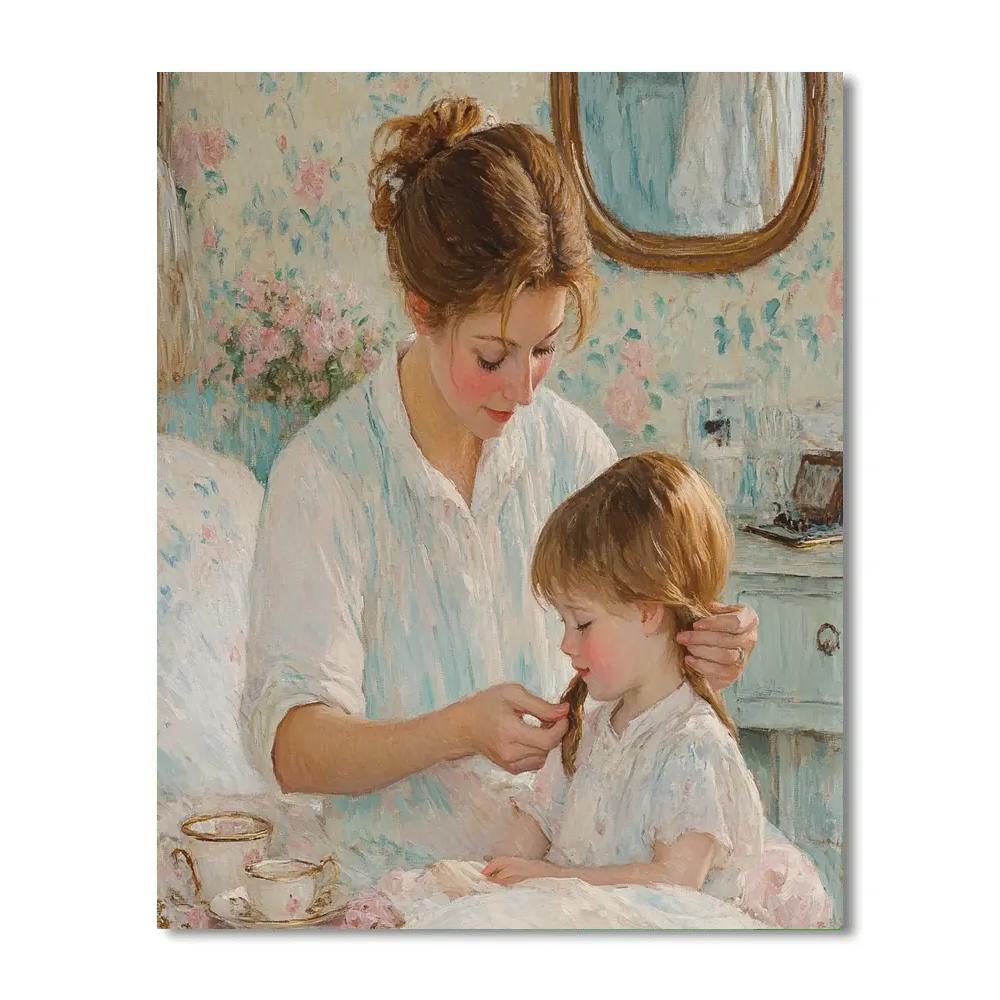 Mary Cassatt Inspired Mother Braiding Childs Hair paint by number