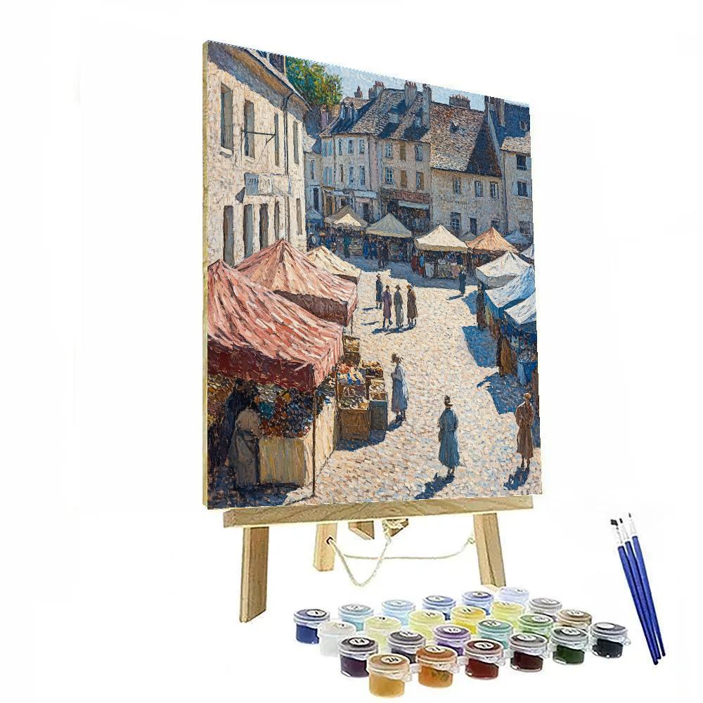 Pissarro Inspired Morning Market Square Numbered painting kits
