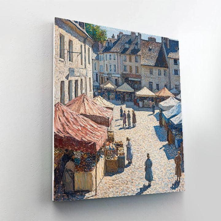 Pissarro Inspired Morning Market Square Numbered painting kits