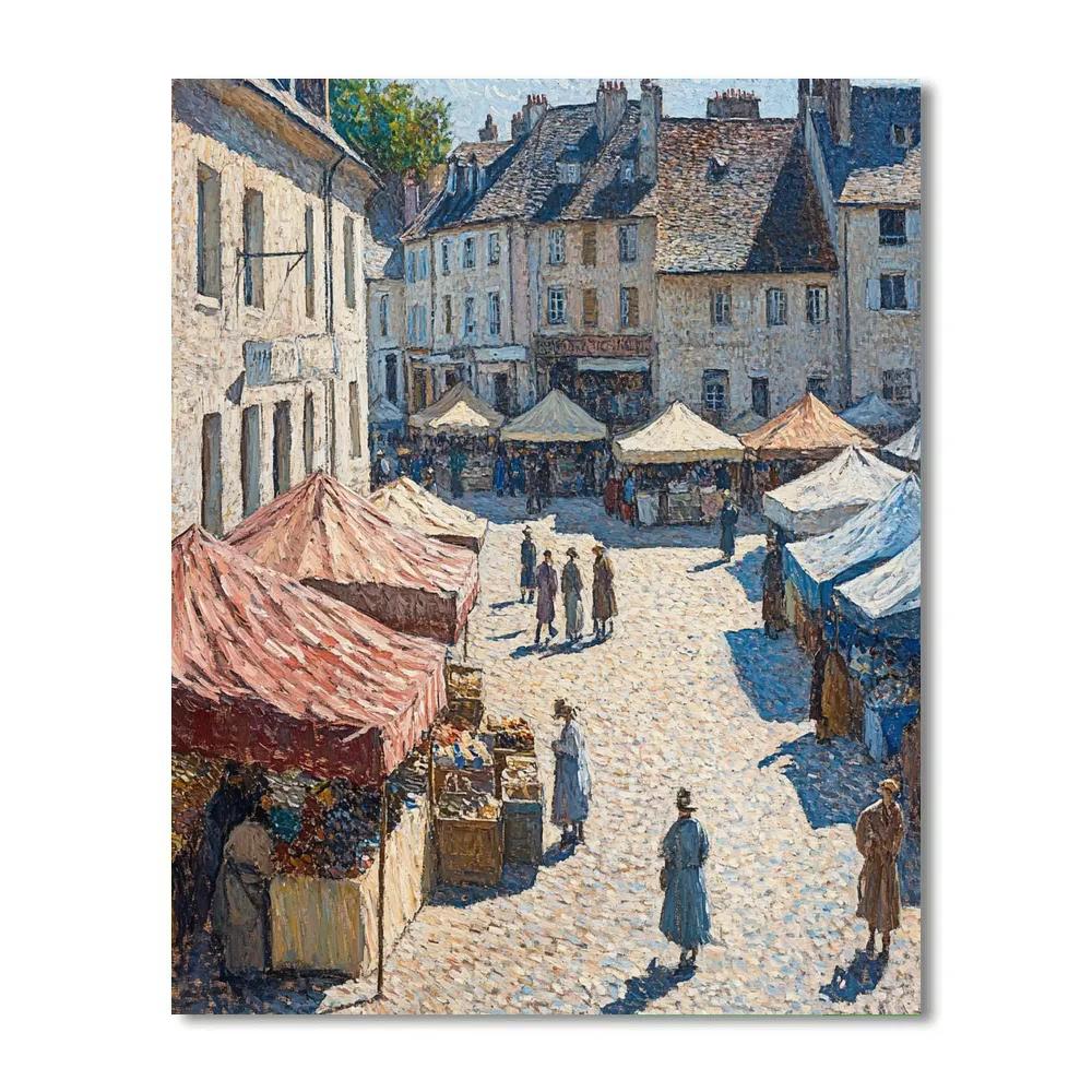 Pissarro Inspired Morning Market Square Numbered painting kits