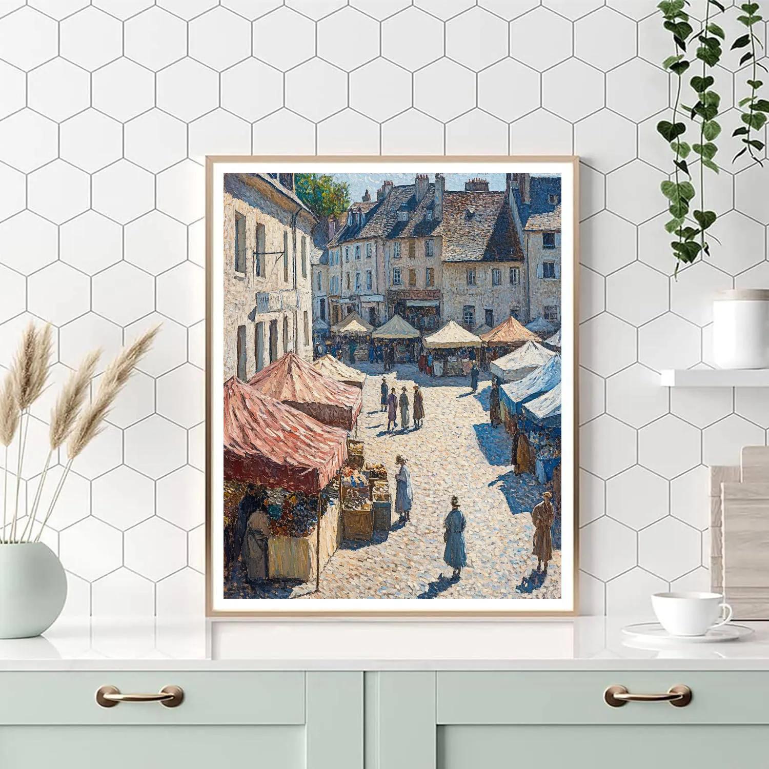 Pissarro Inspired Morning Market Square Numbered painting kits