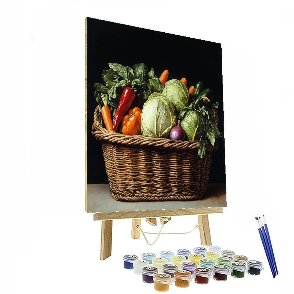 Caravaggio Inspired Basket Of Vegetables Still Life paint by numbers