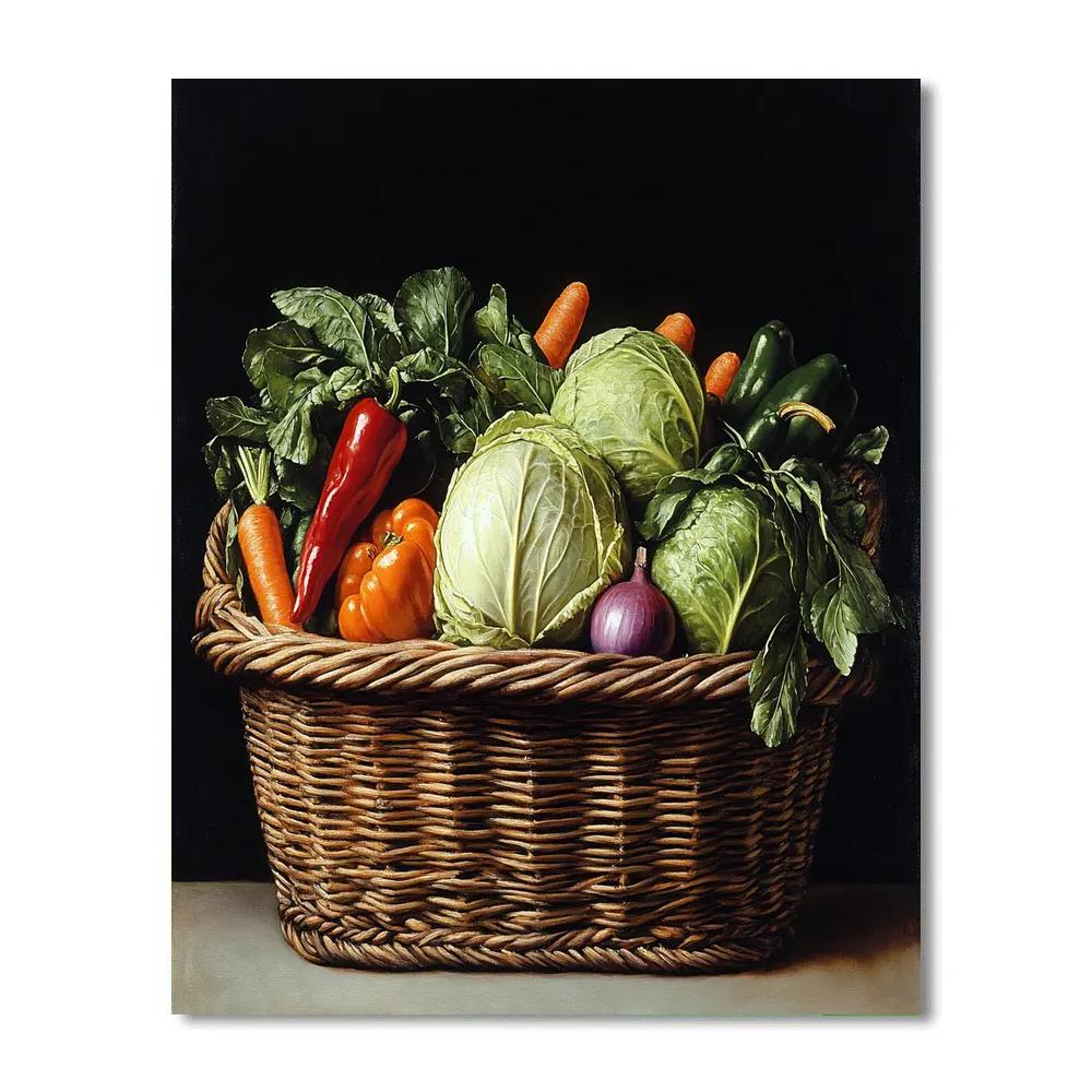 Caravaggio Inspired Basket Of Vegetables Still Life paint by numbers