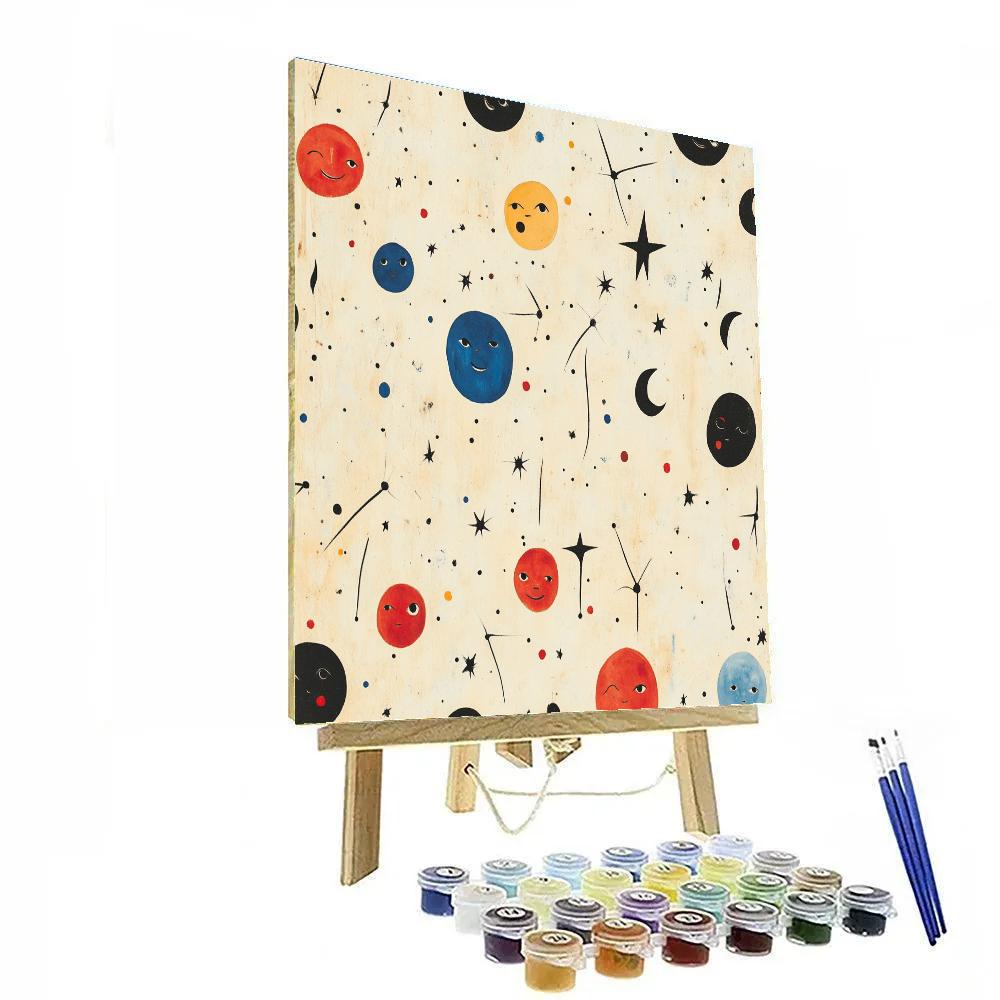Joan Miro Inspired Constellation Of Faces paint by color