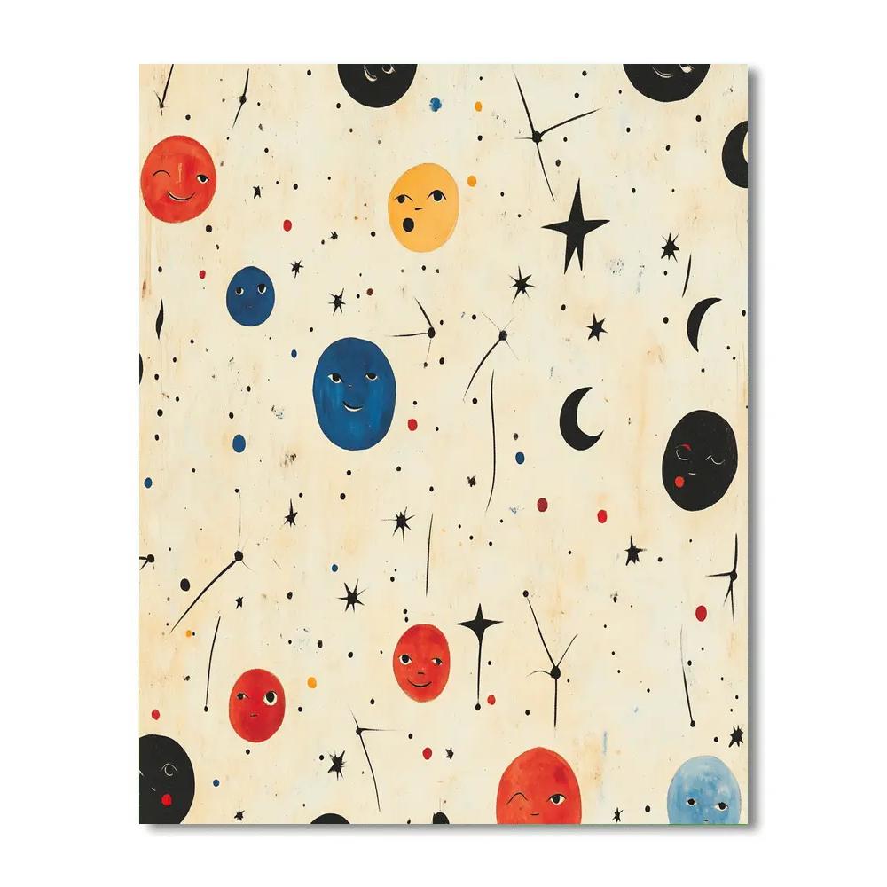 Joan Miro Inspired Constellation Of Faces paint by color