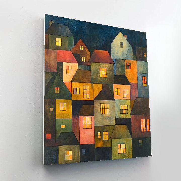 Paul Klee Inspired Lantern City At Dusk paint by color