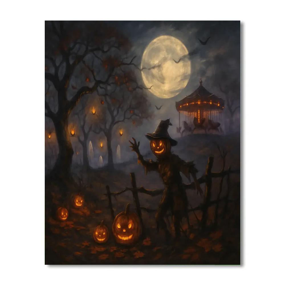 Moonlit Carnival Of The Hollow Orchard painting number kit