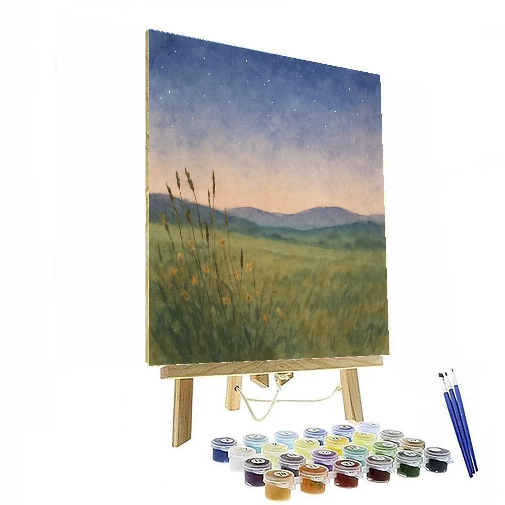 Starlit Meadow Over Quiet Hills paint by number