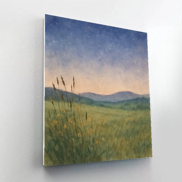 Starlit Meadow Over Quiet Hills paint by number