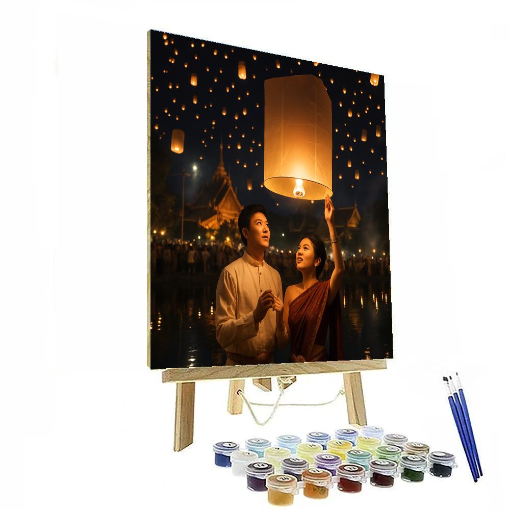 Lantern Release At Yi Peng Festival Chiang Mai Numbered painting kits