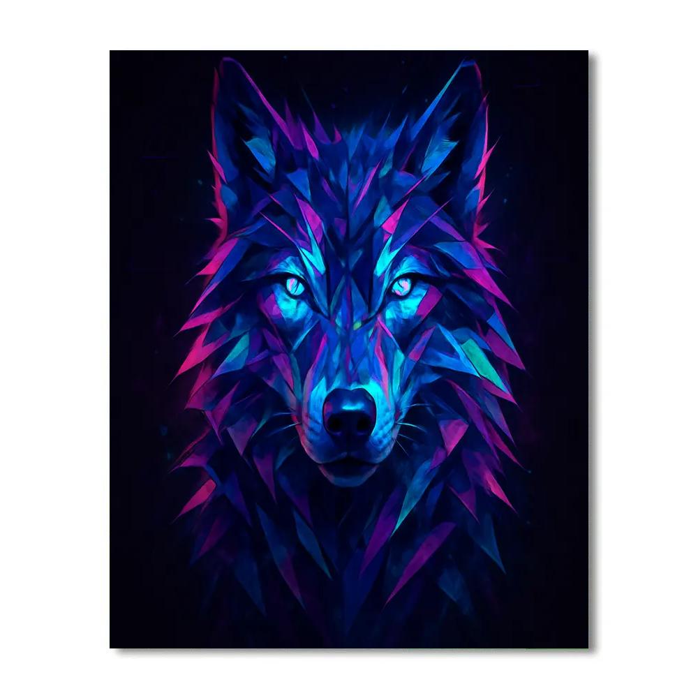 Midnight Neon Wolf Gaze Paint by numbers kits