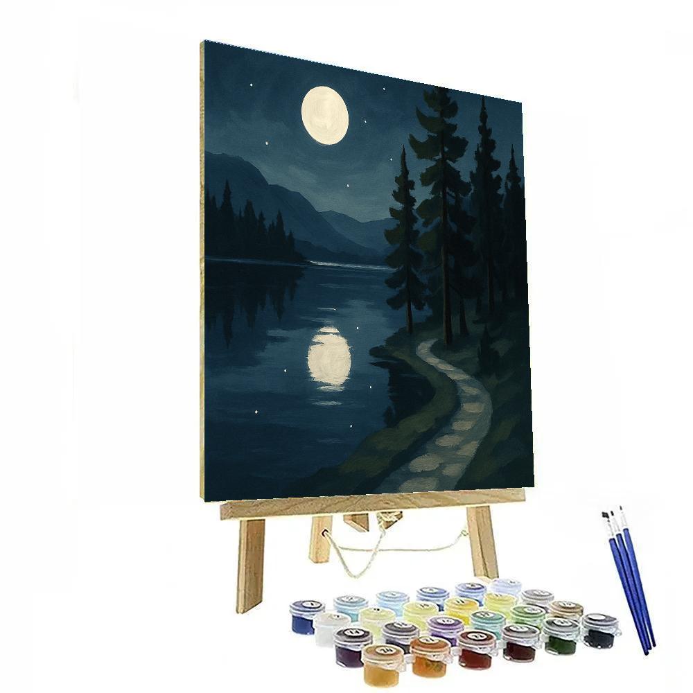 Moonlit Pines And Silver Lake Path paint by numbers