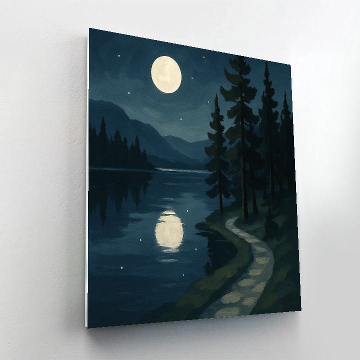 Moonlit Pines And Silver Lake Path paint by numbers