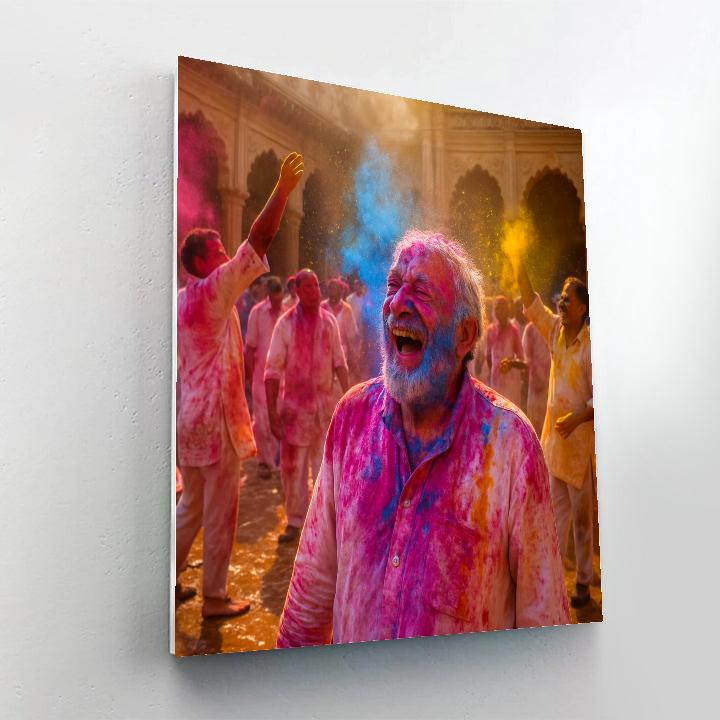 Holi Morning In Vrindavan Temple Courtyard painting number kit