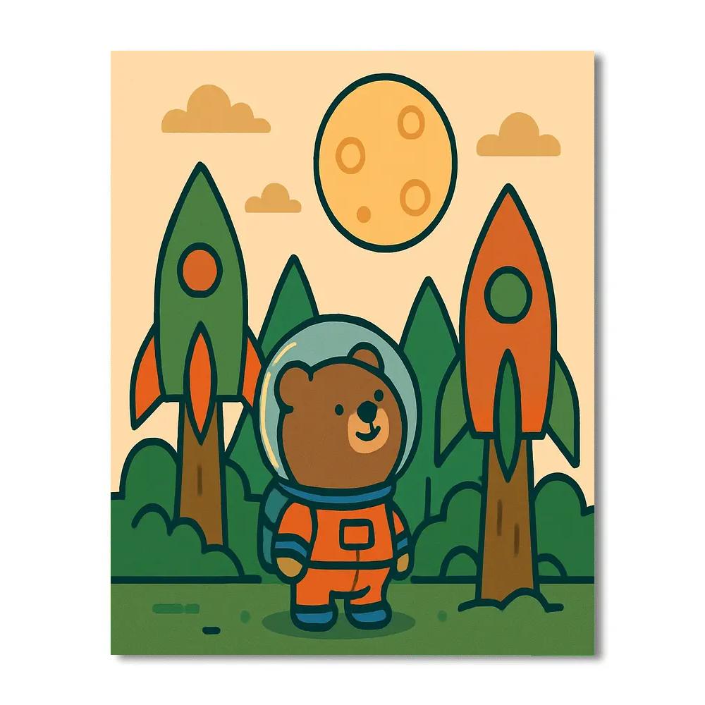 Rocket Forest And The Moon Bear paint by numbers