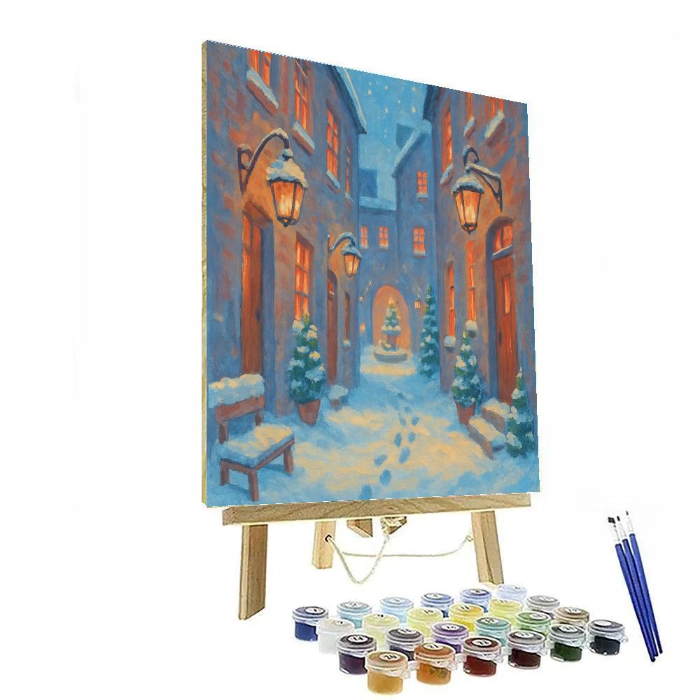 Snowglow Alley In Winter Town paint by number