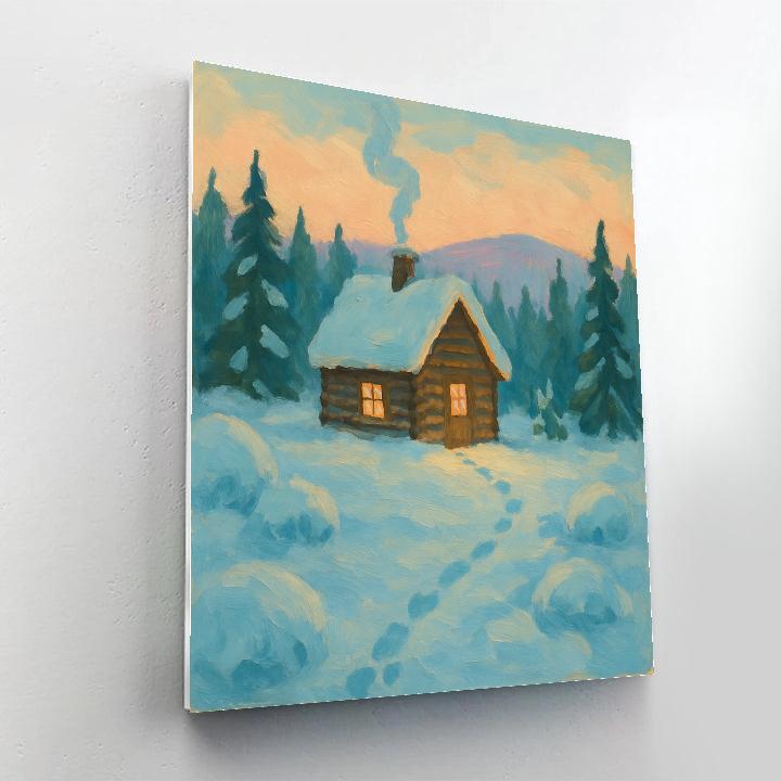 Golden Hearth Cabin In The Snowfield painting number kit