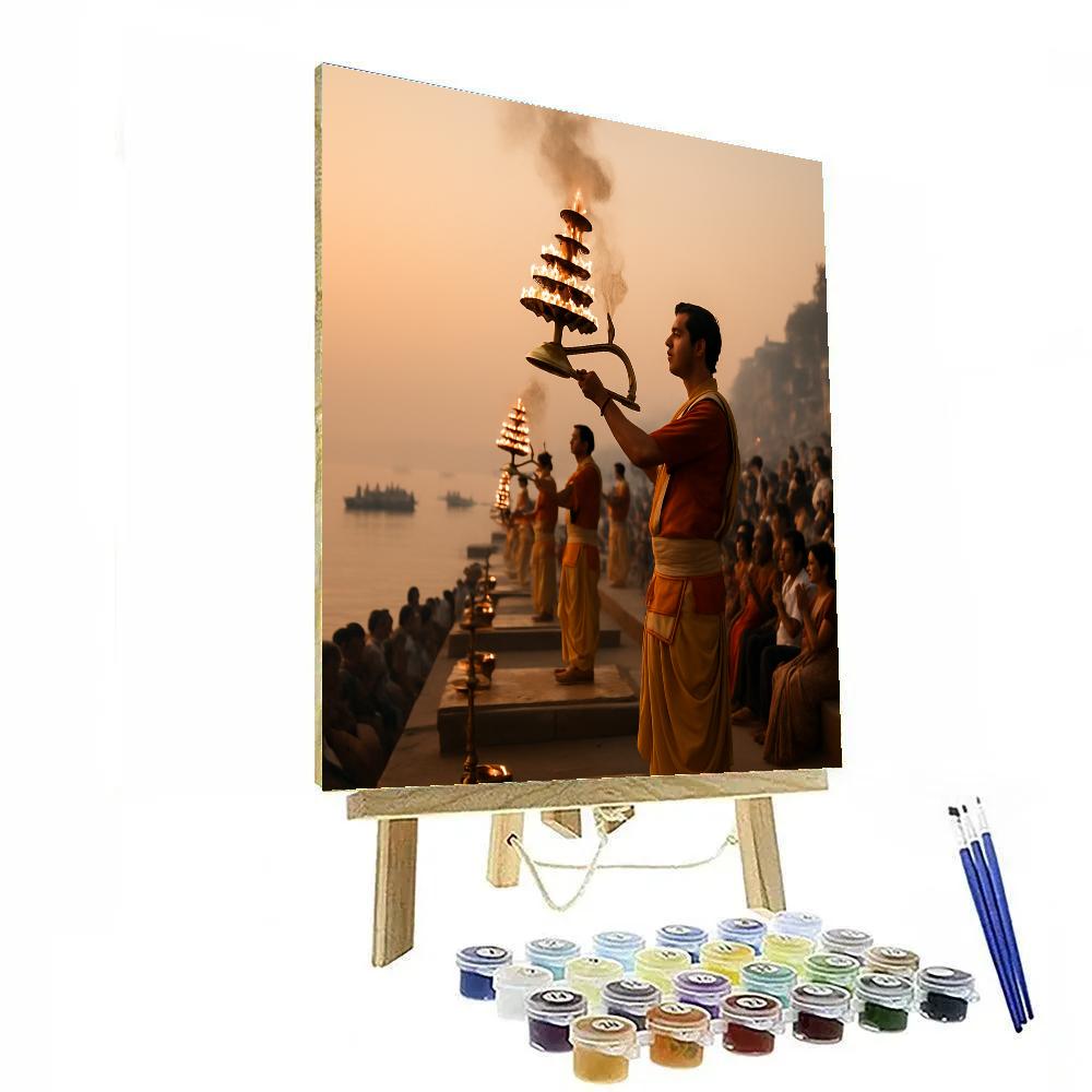 Dawn Ganga Aarti At Dashashwamedh Ghat Varanasi paint by numbers