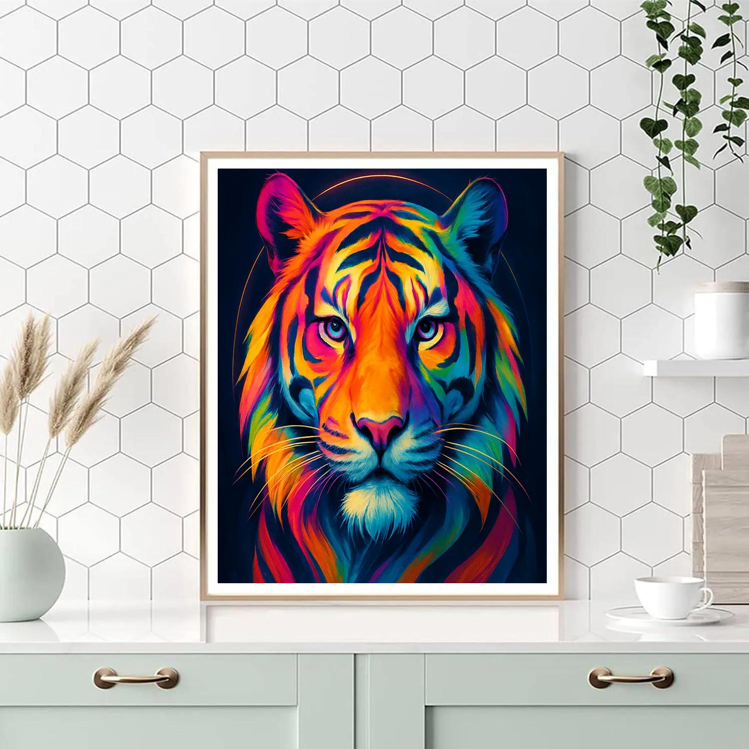 Prismatic Tiger Eclipse paint by numbers
