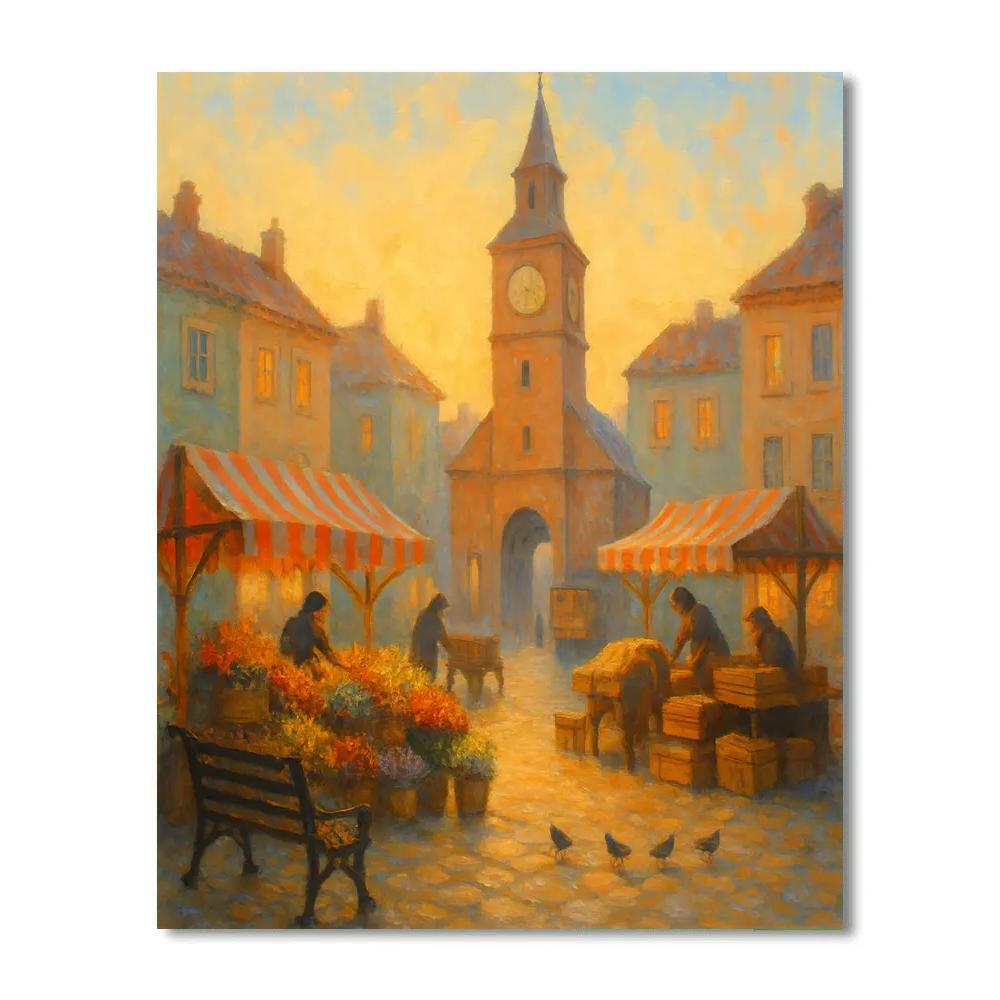 Morning Market Under The Clocktower paint by numbers