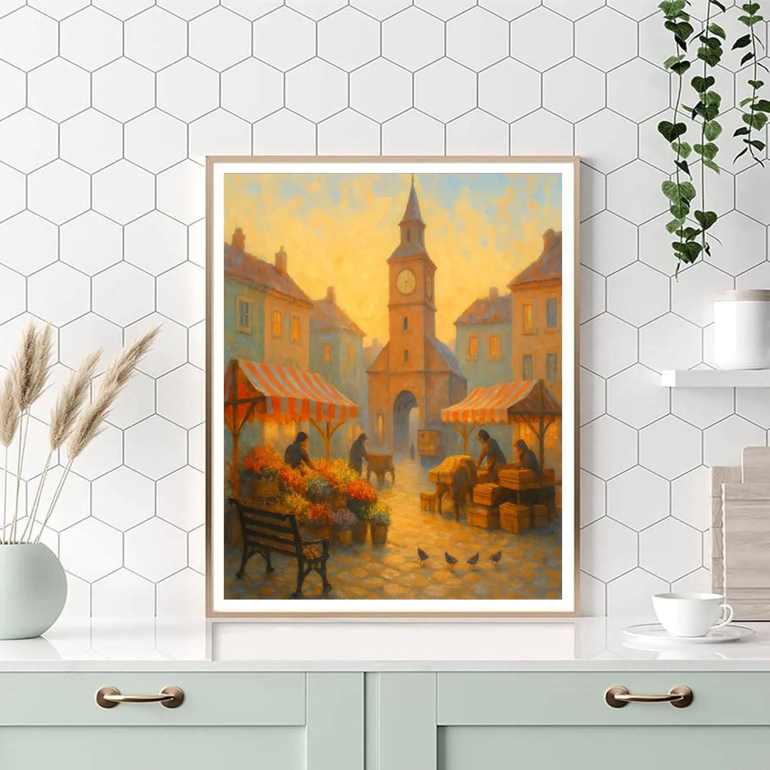 Morning Market Under The Clocktower paint by numbers
