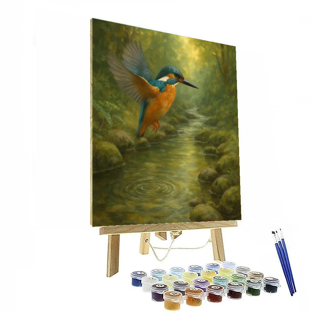 Spring Creek Kingfisher Over Glassy Water Number painting