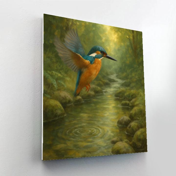 Spring Creek Kingfisher Over Glassy Water Number painting