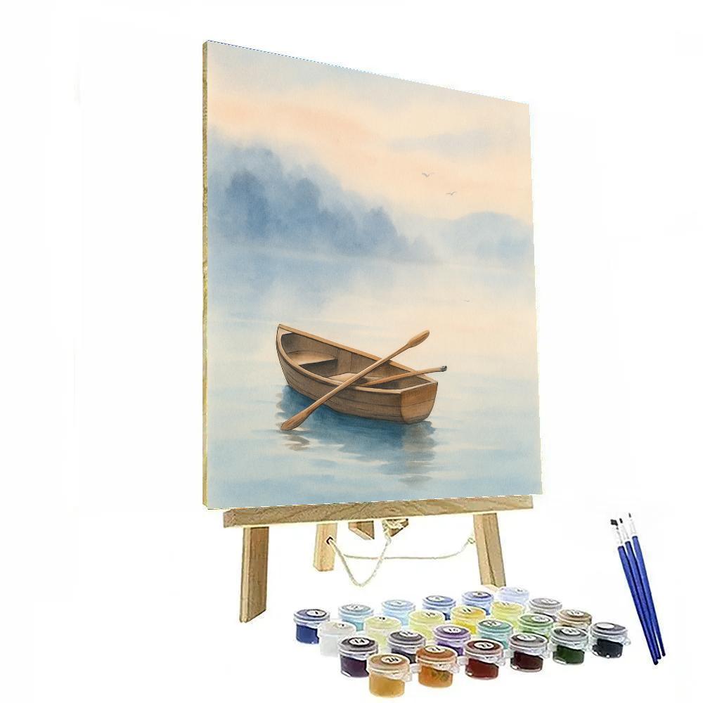 Misty Rowboat At Dawn Calm paint by numbers