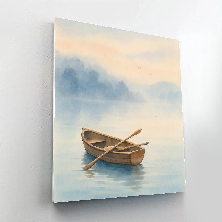 Misty Rowboat At Dawn Calm paint by numbers