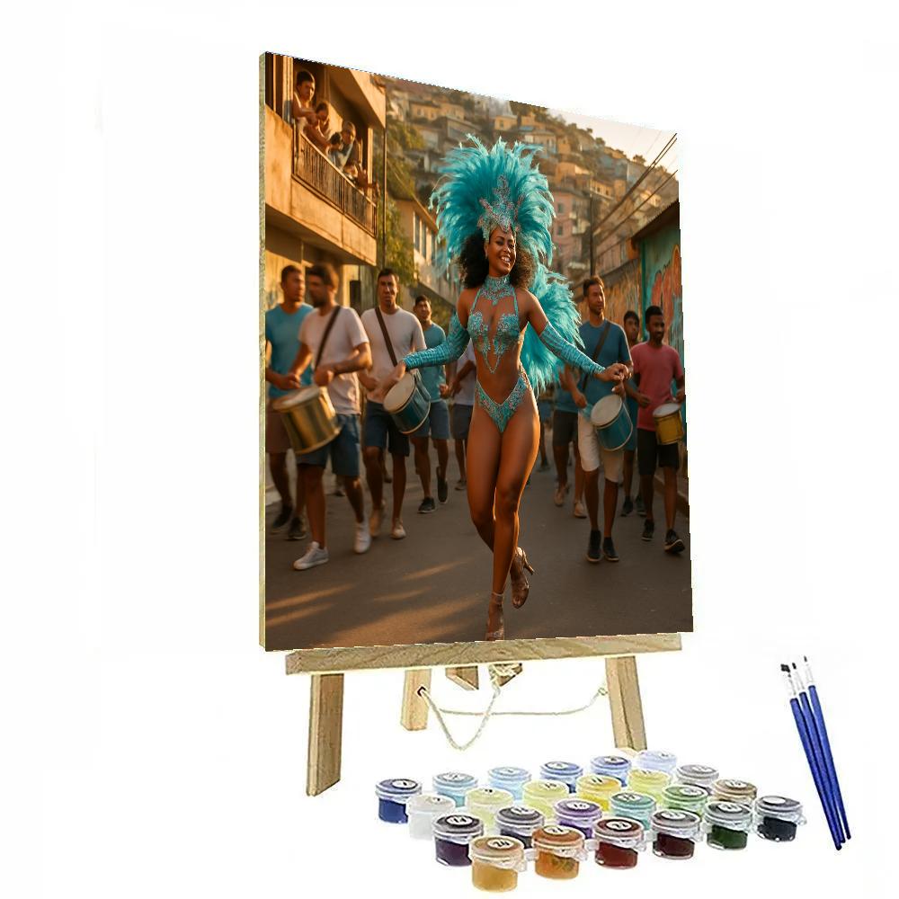 Rio Carnival Samba School Rehearsal Street Scene painting number kit