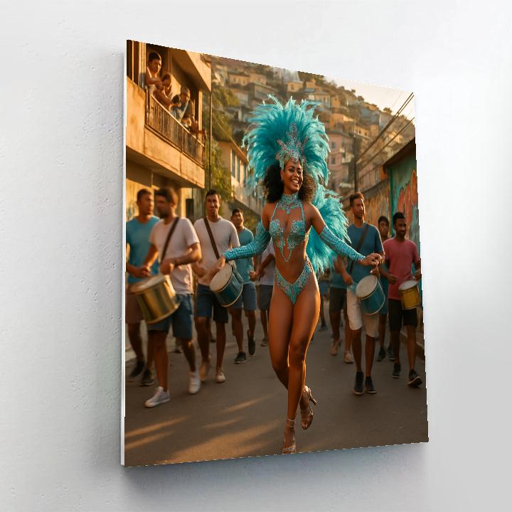 Rio Carnival Samba School Rehearsal Street Scene painting number kit