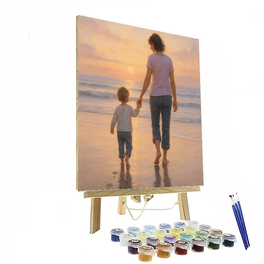Sunrise Beach Walk With Mom And Little One painting number kit
