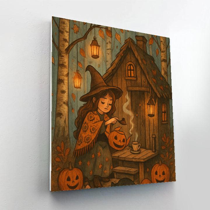 Witch Cottage Tea On The Forest Edge Paint by numbers kits