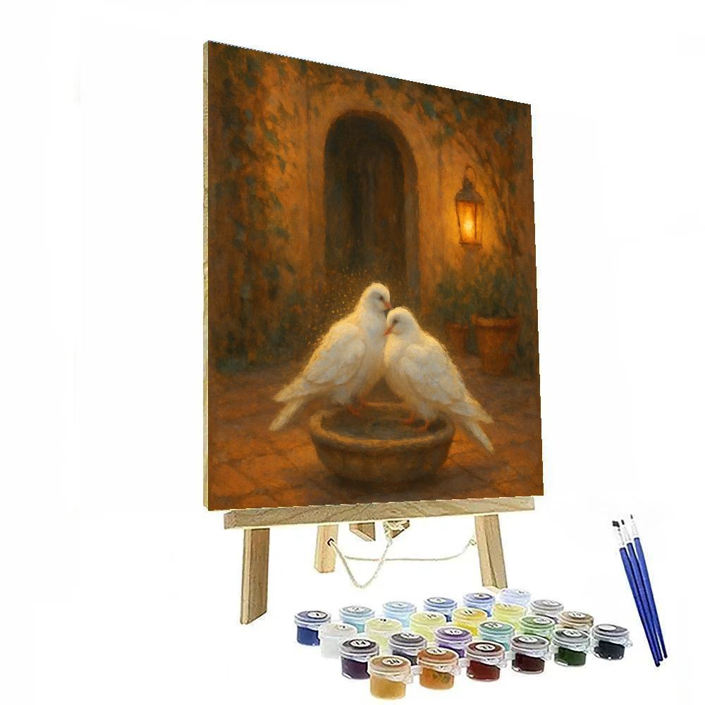 Lantern Light Doves In The Courtyard Numbered painting kits