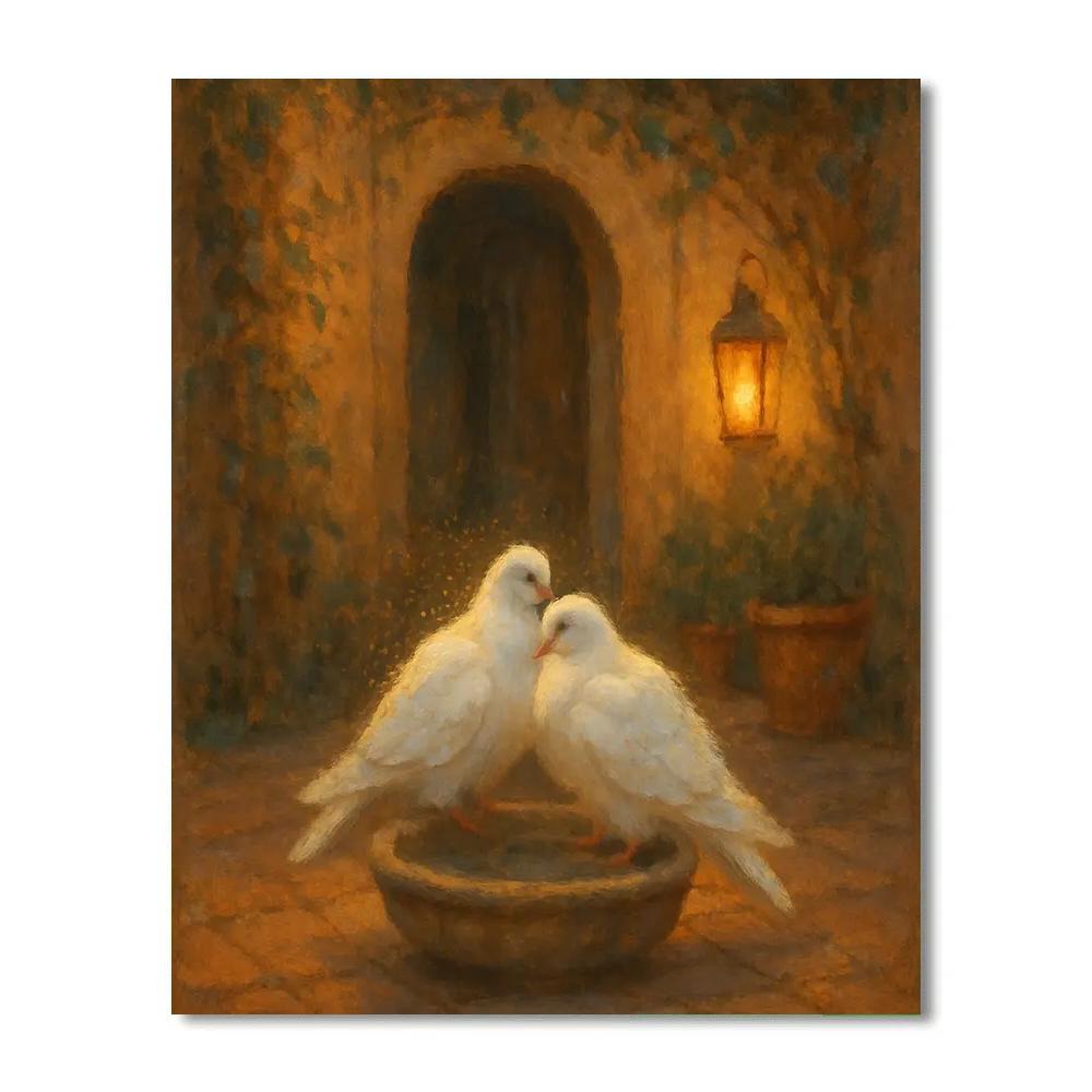 Lantern Light Doves In The Courtyard Numbered painting kits
