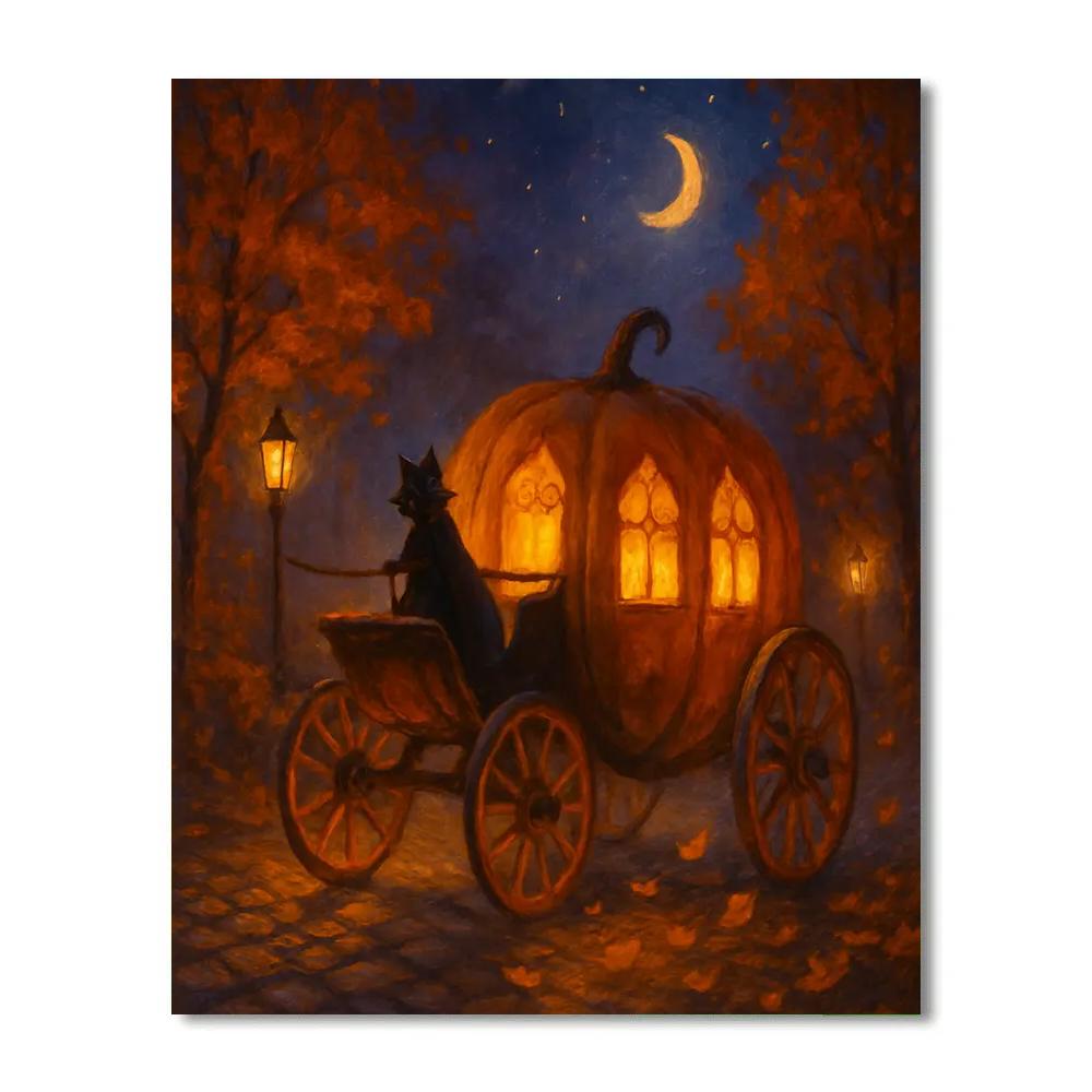 Pumpkin Carriage Through Lantern Lane painting number kit