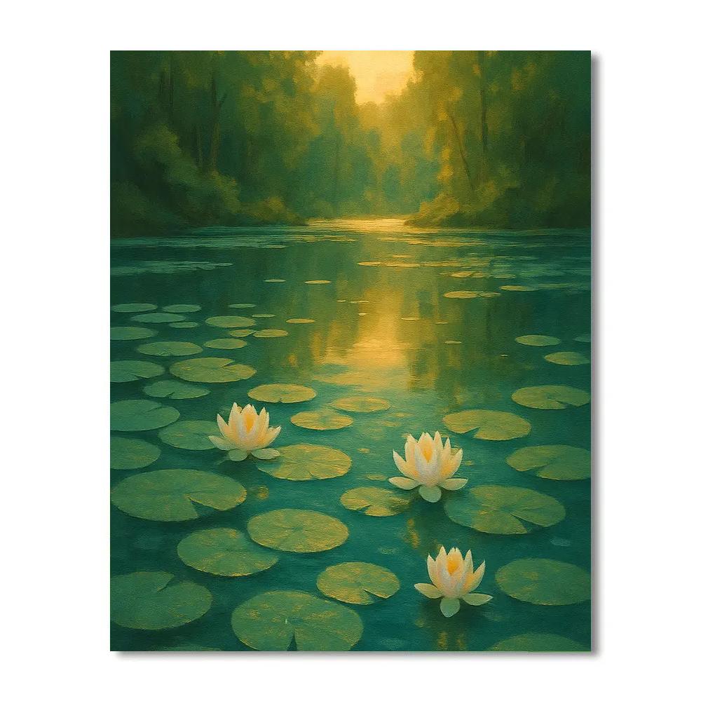 Lilypad Cove At Golden Hour Lake Paint by numbers kits