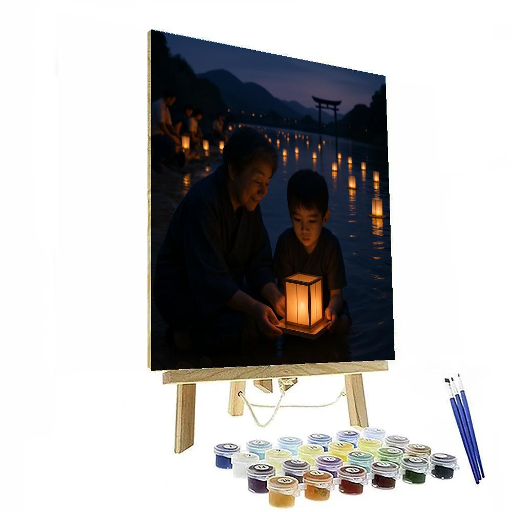 Obon Toro Nagashi Lanterns On The River painting number kit