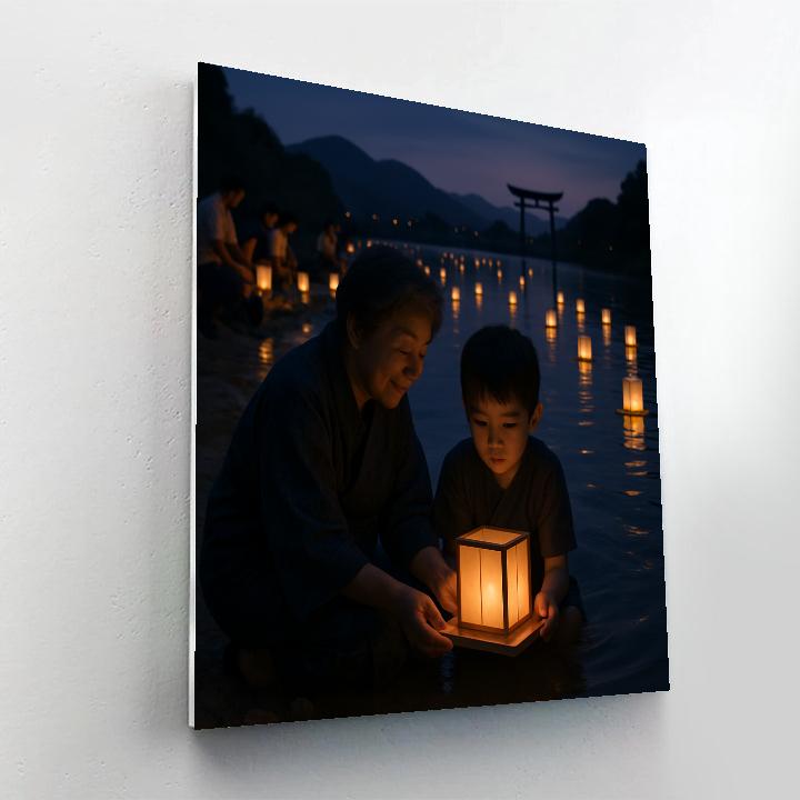 Obon Toro Nagashi Lanterns On The River painting number kit