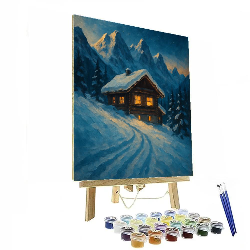 Twilight Mountain Chalet Glow painting number kit