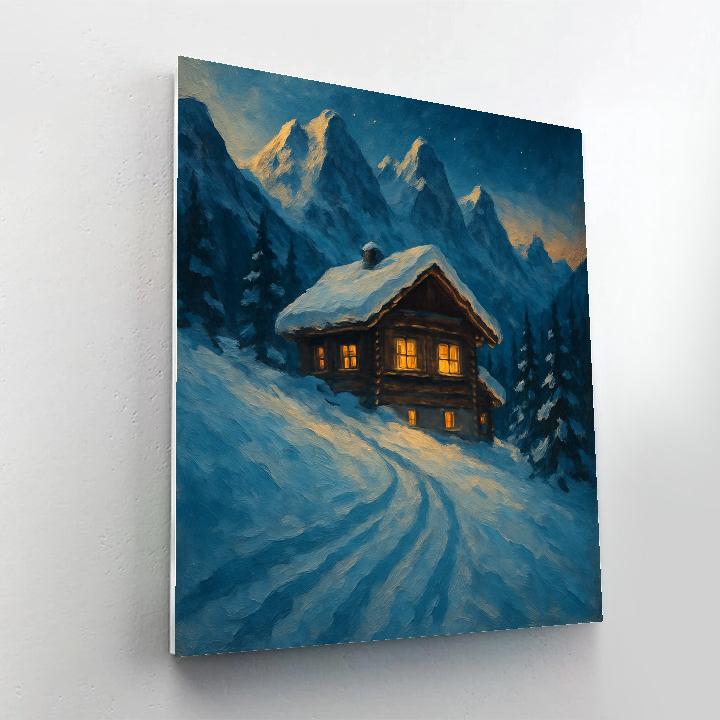 Twilight Mountain Chalet Glow painting number kit