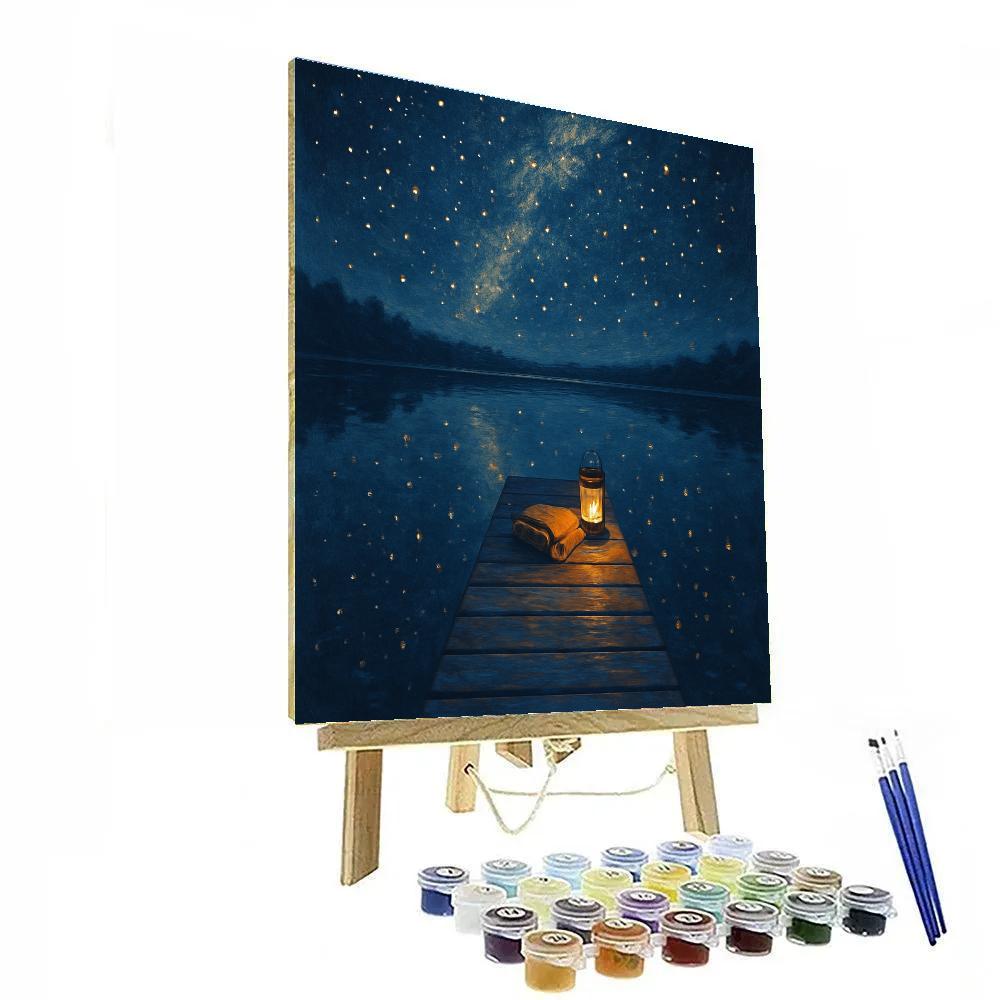 Stargazer Dock On Midnight Lake Number painting