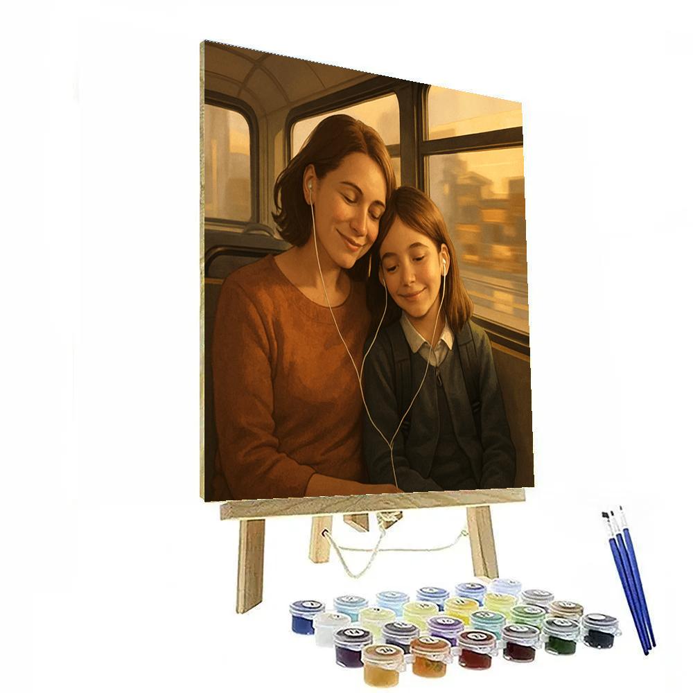 Sharing Headphones On The Bus Ride Home paint by color
